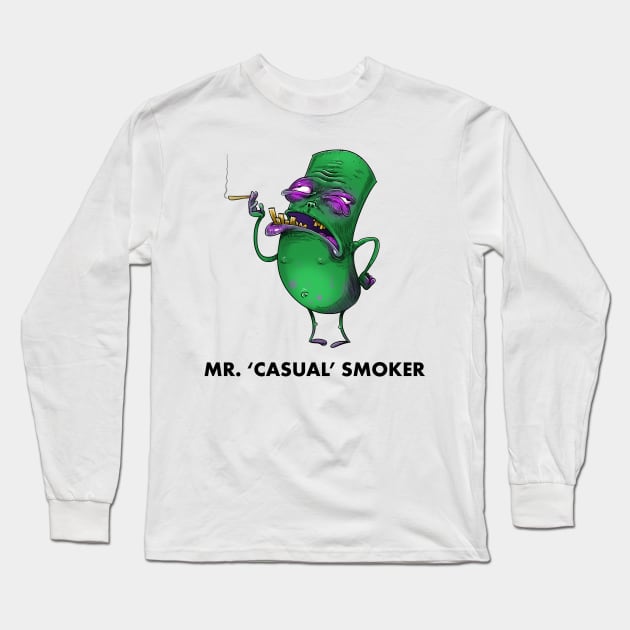 Mr Men Grown Up  Mr Casual Smoker Long Sleeve T-Shirt by idrawcartoons